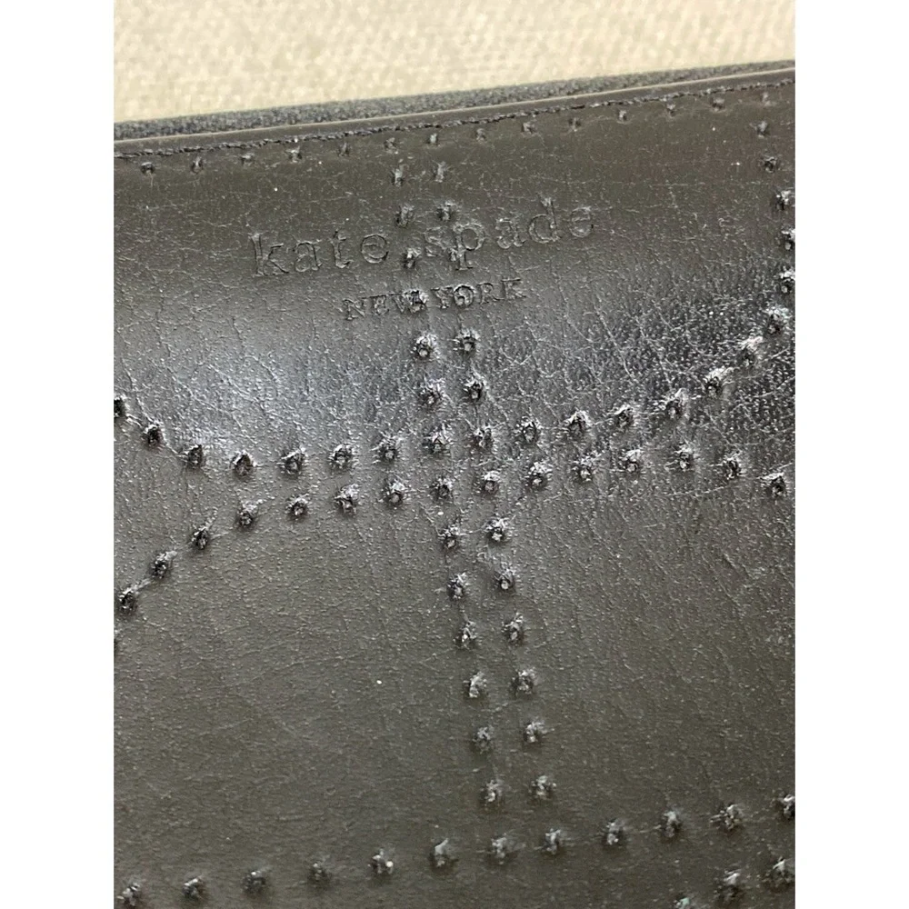Kate Spade Black Perforated Leather Zip Around Wallet